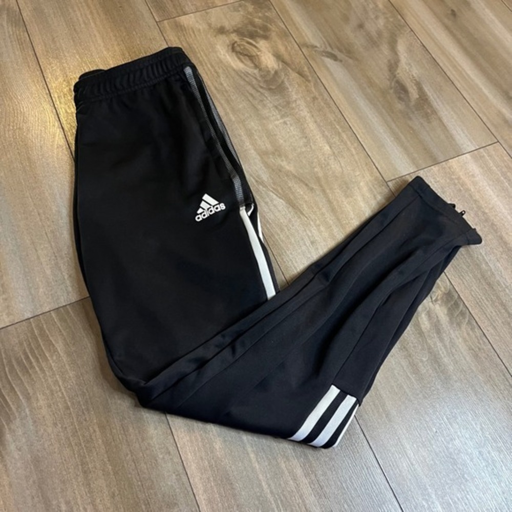 Adidas Men's Black Track Pants Athletic Joggers Zip Ankle Size‎ S Bin P-16